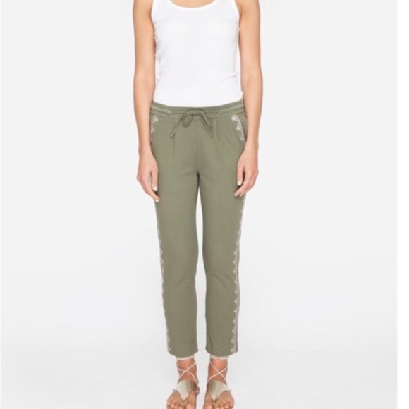 NWT Johnny Was Embroidered Green Stretch Twill Pants! - Picture 2 of 6